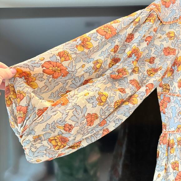 Zimmermann Andie Buttoned Floral Linen Mini Dress Long Sleeve 3 Large - Picture 9 of 16